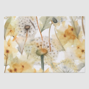 PAPIER MOUSSELINE DANDELIONS DE COULEUR D'EAU DÉCOUPAGE FLORAL DE L'