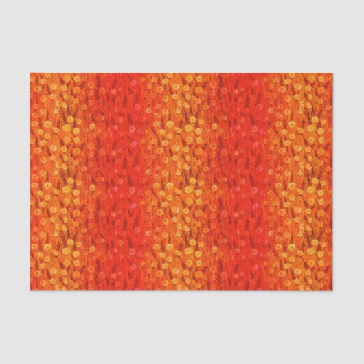 Papier Mousseline Dandelions Field Fleurs été Rouge Orange Ombre (Recto)