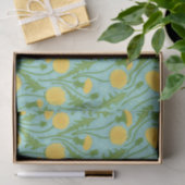 Papier Mousseline Dandelions, vert, jaune et bleu (Cadeau)