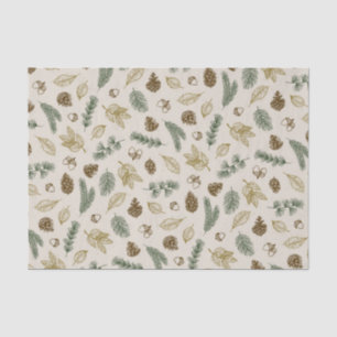 Papier Mousseline dans les bois nature feuille brindilles pinecones