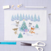 Papier Mousseline Danse Animaux de forêt Noël Aquarelle (Artisanat)