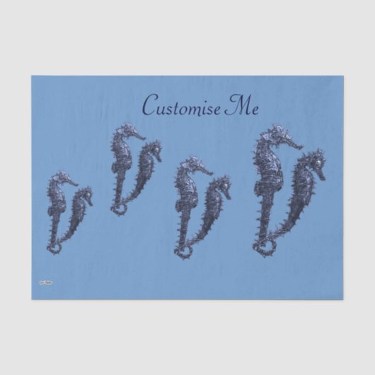 Papier Mousseline Danse Des Chevaux De Mer (Bleu) (Recto)