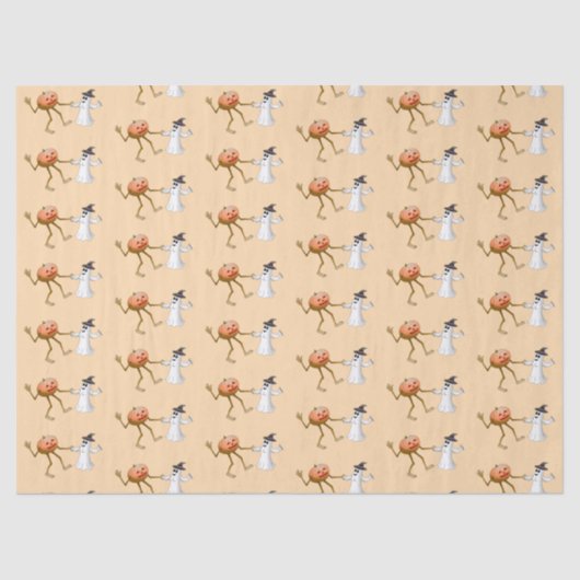 Papier Mousseline Danser Halloween Citrouille et fantôme (Recto)