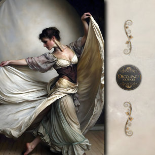 Papier Mousseline Danseur Romantique Vintage en Robe Fluide Découpag