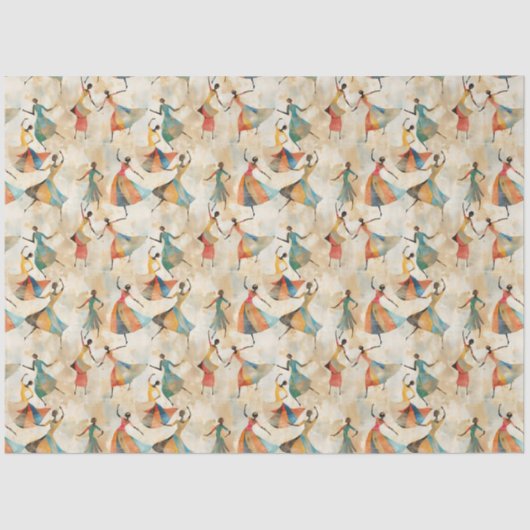 Papier Mousseline Danseurs Abstraits (Recto)