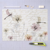 Papier Mousseline Danseurs Damselfly French Script Meadow Decoupage (Artisanat)