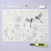 Papier Mousseline Danseurs Damselfly French Script Meadow Decoupage (Artisanat)