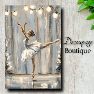 Papier Mousseline Danseuse de ballet bleu argenté en découpage aquar
