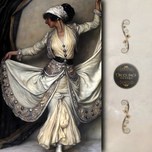 Papier Mousseline Danseuse en robe d'ivoire avec découpage de ceintu