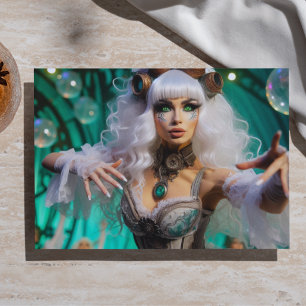 Papier Mousseline Danseuse victorienne futuriste Steampunk verte