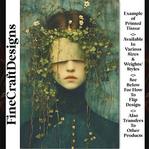 Papier Mousseline Dark Academia Botanical Figure BD8 Découpage