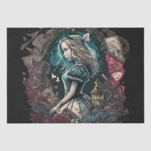 Papier Mousseline Dark Alice au pays des merveilles vintage decoupag