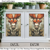 Papier Mousseline Dark Circus Queen Hearts Harlequin DZ2R Decoupage