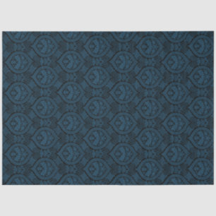 Papier Mousseline Dark Indigo Blue Vintage Damask