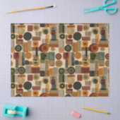 Papier Mousseline Dark Mid Century Geometric Pattern (2) (Artisanat)