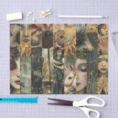 Papier Mousseline Dark Moody Fantasy Garden Collage Decoupage (Artisanat)