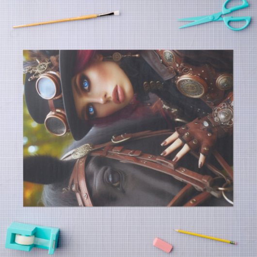 Papier Mousseline Dark Rider Steampunk Découpage Victorian Lady (Artisanat)