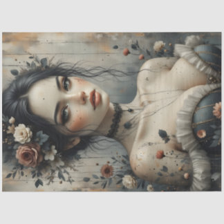 Papier Mousseline Dark Romantic Woman Portrait Decoupage