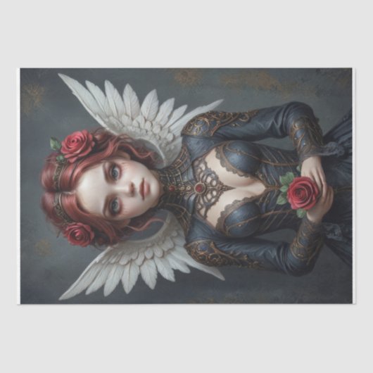 Papier Mousseline Dark Rose Seraphim Decoupage (Recto)