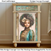 Papier Mousseline Dark Skin Woman, Baroque Panels DY1L Decoupage