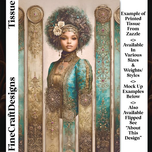 Papier Mousseline Dark Skin Woman, Baroque Panels DY1L Decoupage