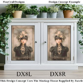 Papier Mousseline Dark Victorian Fashion, Feathers DX8L Decoupage