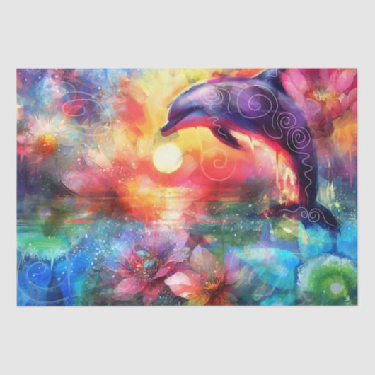 Papier Mousseline Dauphin géant Dauphin Côtier Découpage Nautique (Recto)