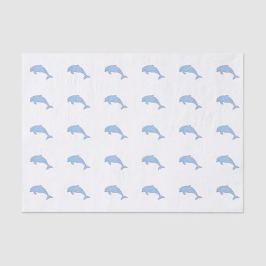 Papier Mousseline Dauphins bleus d'aquarelle (Recto)