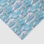 Papier Mousseline Dauphins de verre tendu de l'océan bleu (Détail)