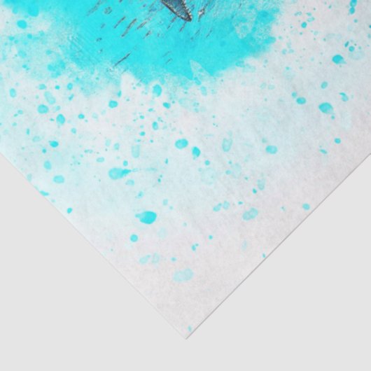 Papier Mousseline Dauphins Jumping Aquarelle Découpage Art (Détail)