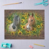 Papier Mousseline De beaux chevaux dans le champ de tournesols (Artisanat)