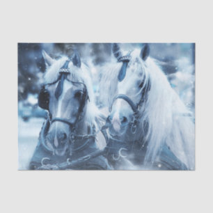 Papier Mousseline De beaux chevaux qui courent dans la neige
