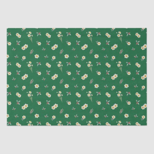 Papier Mousseline Décembre Mois de naissance Fleurs Narcisse Holly (Recto)