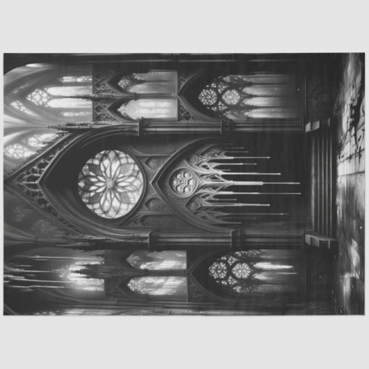 Papier Mousseline Déchets gothiques : Découpage de la cathédrale noi (Recto)