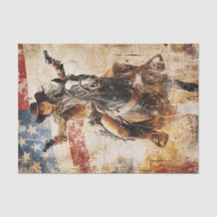 Papier Mousseline Déchoupage Blonde Gunslinger sur Horse American Fl