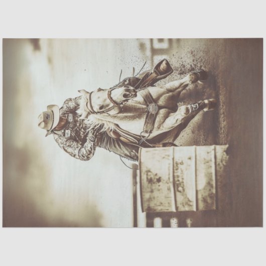 Papier Mousseline Déchoupage Cowboy Barrel Racer (Recto)