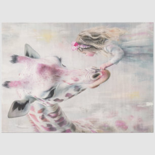 Papier Mousseline Déchoupage Girafe Rose Whimsical fille Lil