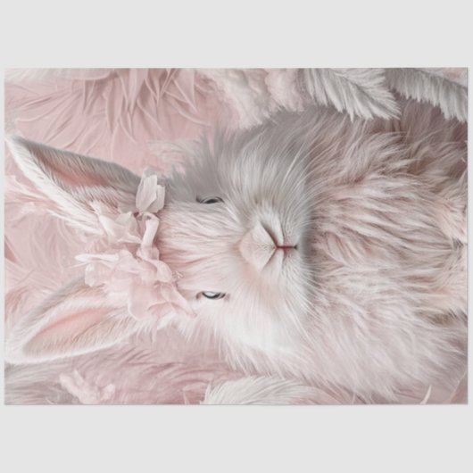 Papier Mousseline Déchoupage Lapin Pâques Rose (Recto)