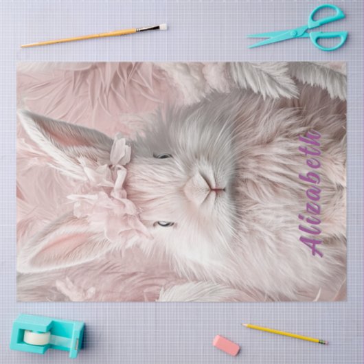 Papier Mousseline Déchoupage Lapin Pâques Rose (Artisanat)