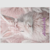 Papier Mousseline Déchoupage Lapin Pâques Rose (Recto)