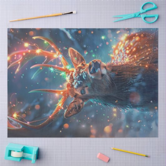 Papier Mousseline Déchoupage renne lunaire avec lumières (Artisanat)