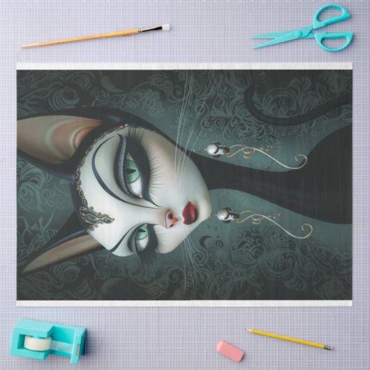 Papier Mousseline Déco Art glamour Chat Découpage (Artisanat)