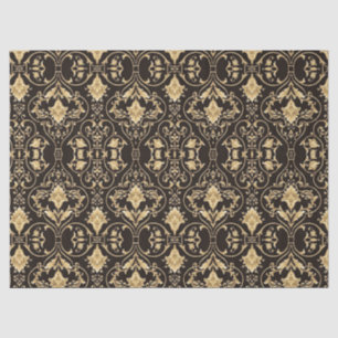 Papier Mousseline Déconnexion Motif de dentelle Goth Black Gold