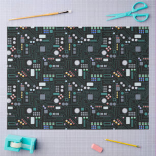 Papier Mousseline Décor de bureau du Motif de carte de circuits info
