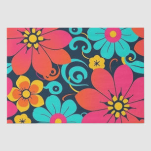 Papier Mousseline Décor Dopamine - Fleurs Funky Lumineuses-Retro