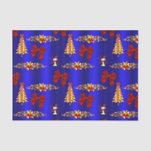 Papier Mousseline Décorations de Noël en bleu (Recto)