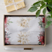 Papier Mousseline Decorative Christmas Florals For Shell Decoupage (Cadeau)