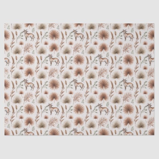 Papier Mousseline Decorative pattern featuring brown deer (Recto)