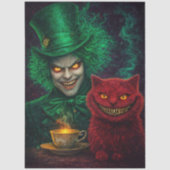 Papier Mousseline Decouapge Mystical Green Tea Host Fiery Cat  (Recto)