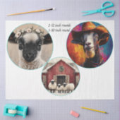 Papier Mousseline Decoupage 12 & 10" Round Farm Animals  (Artisanat)